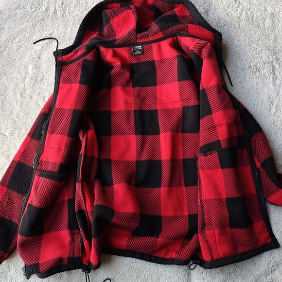 American Eagle Hooded Flannel Jacket Men's S Check Red Cabin Outdoor Lumberjack - Picture 4 of 9
